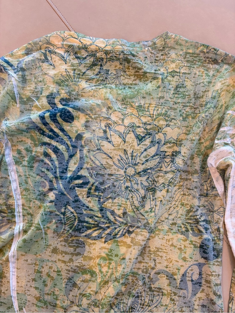 Prana XL Green and Blue Floral-Print Long Sleeve Tee Shirt - Picture 10 of 14